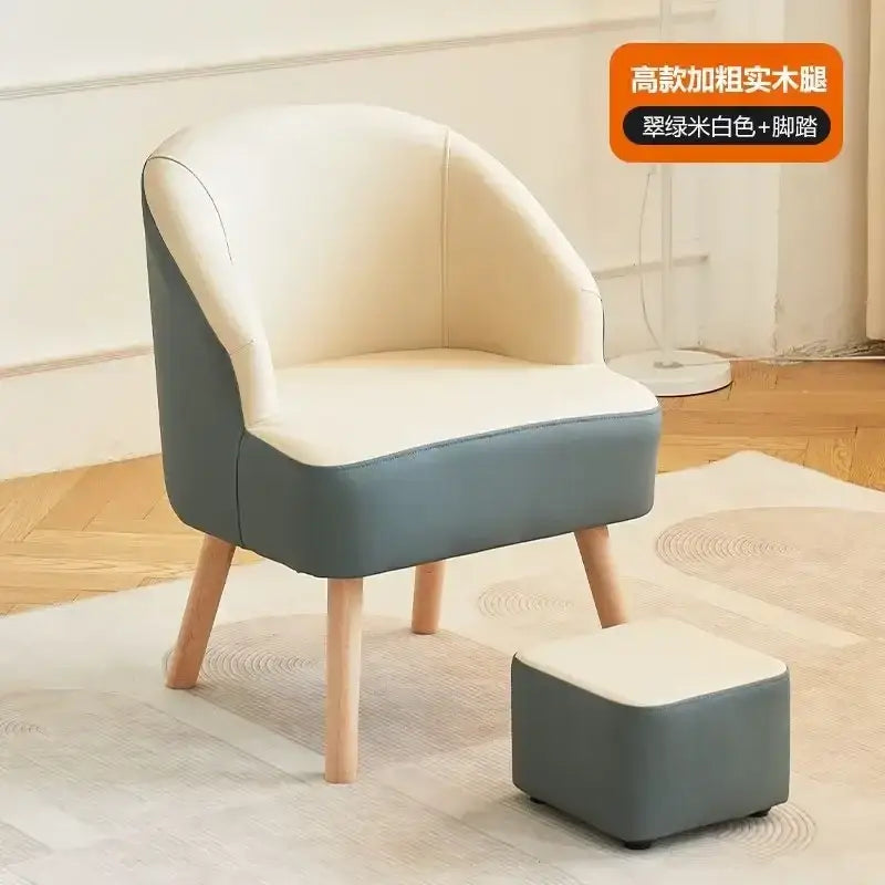 Orange Cream Leather Sofa Chair