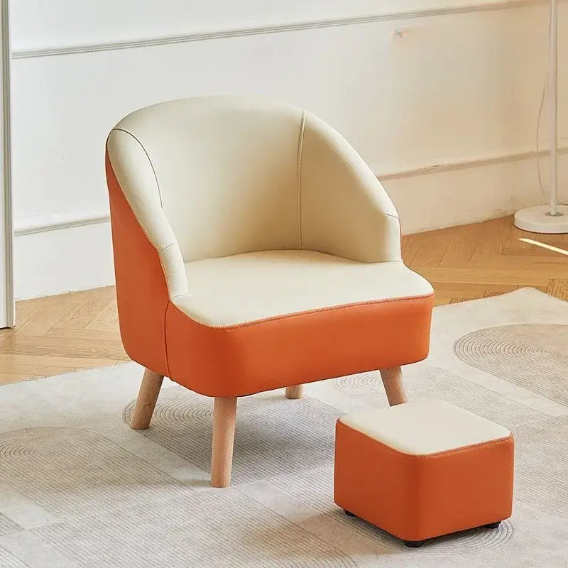 Orange Cream Leather Sofa Chair