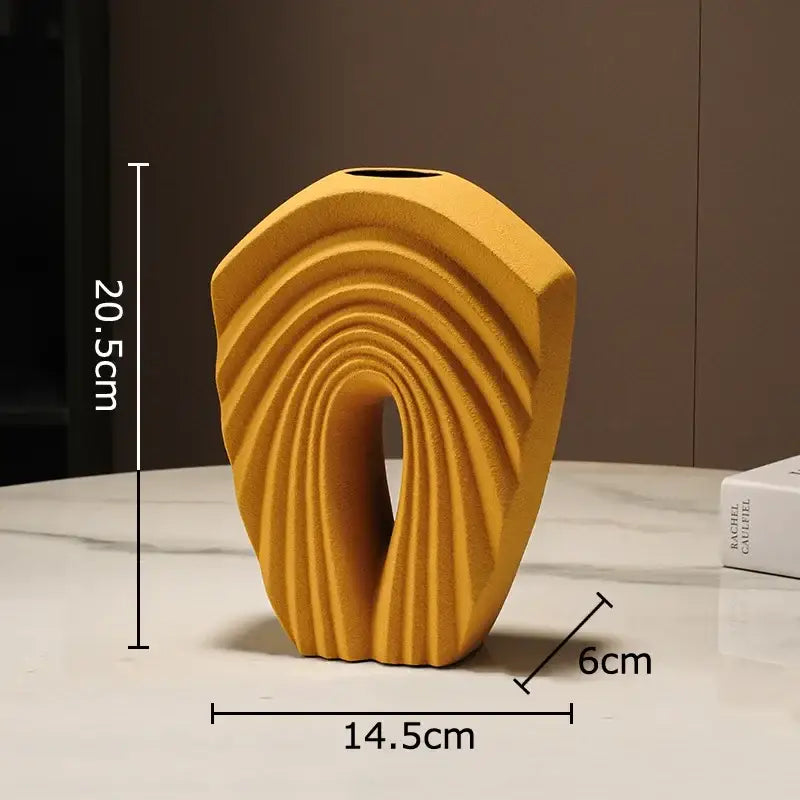 Orange Geometric Ceramic Vase