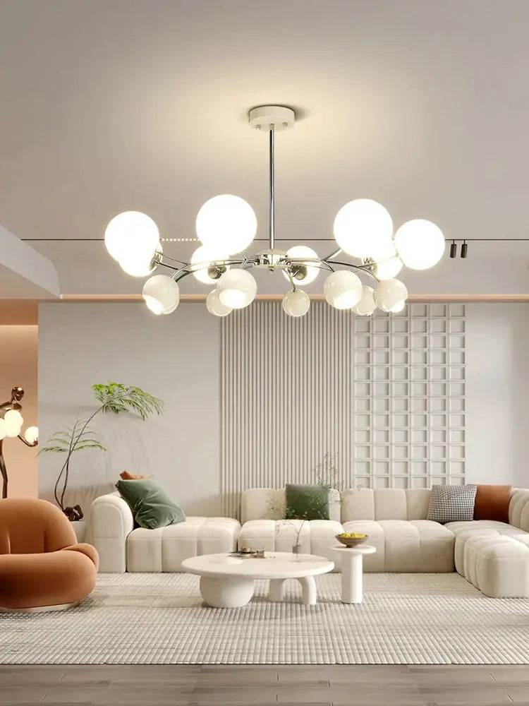White Glass Pendant Lamp with Multi-Head Design