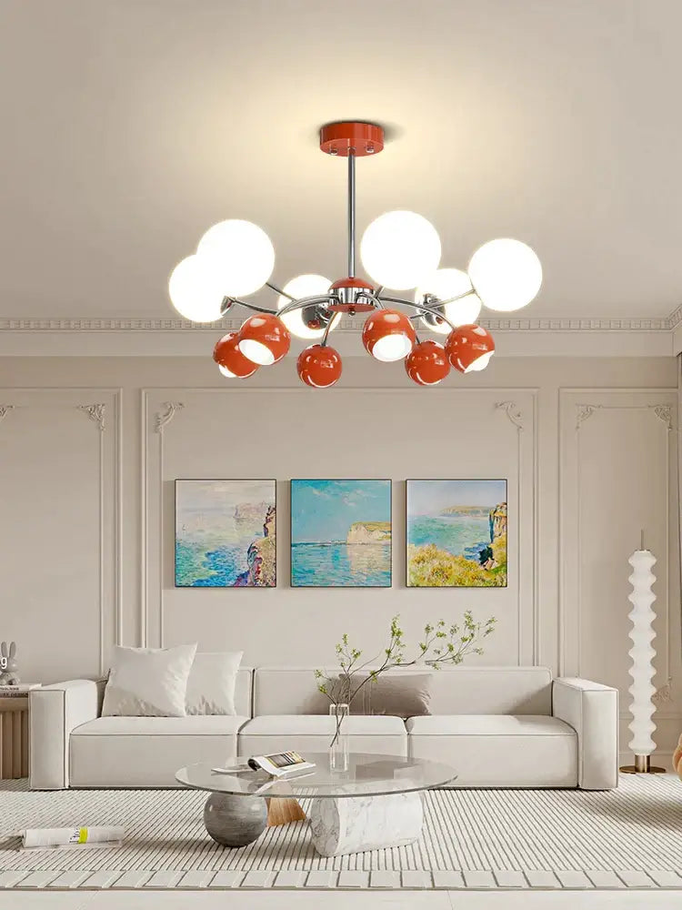 White Glass Pendant Lamp with Multi-Head Design