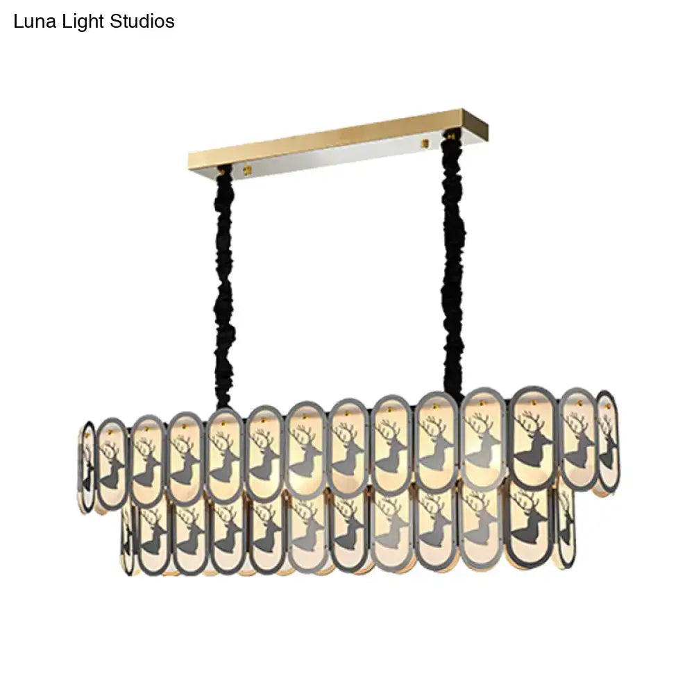 Glass Nickel Suspension Light