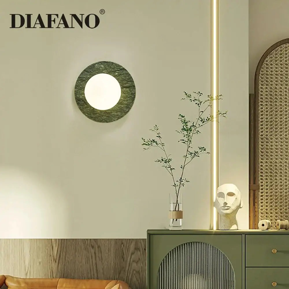 Green Marble Wall Sconce with Tricolor LED