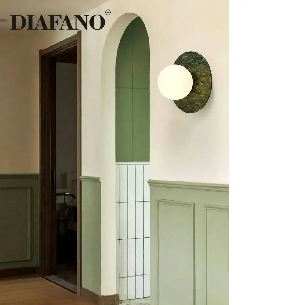Green Marble Wall Sconce with Tricolor LED