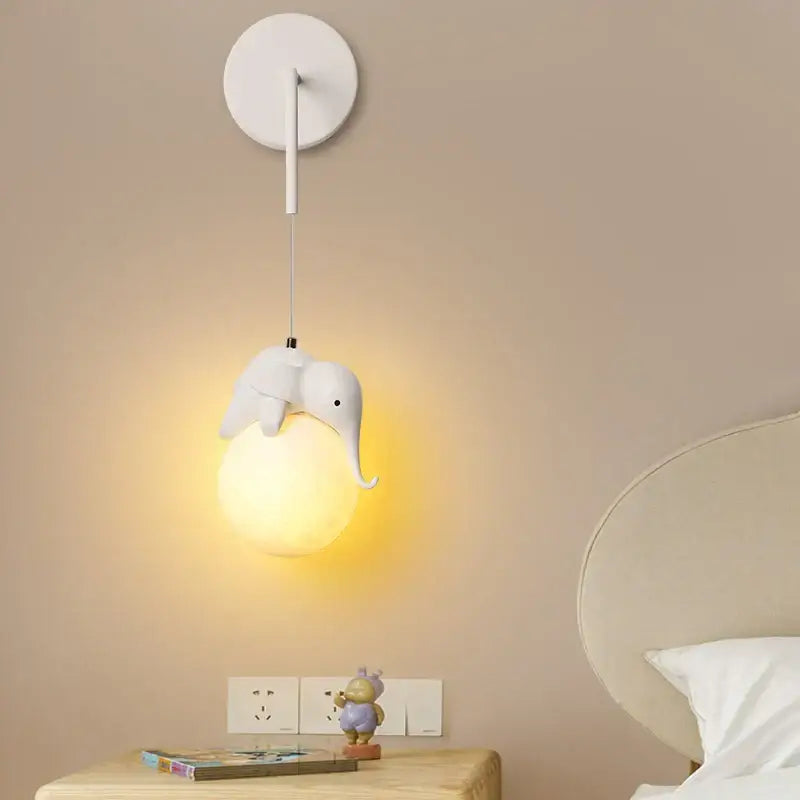 White Glass Panda Wall Lamp