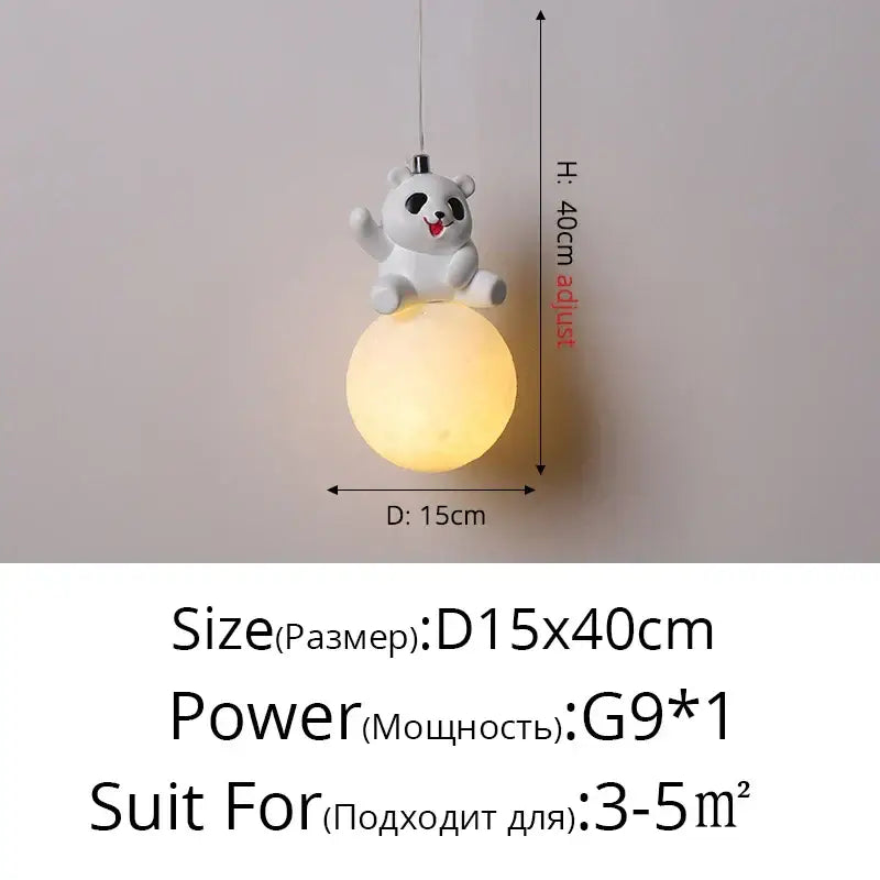 White Glass Panda Wall Lamp