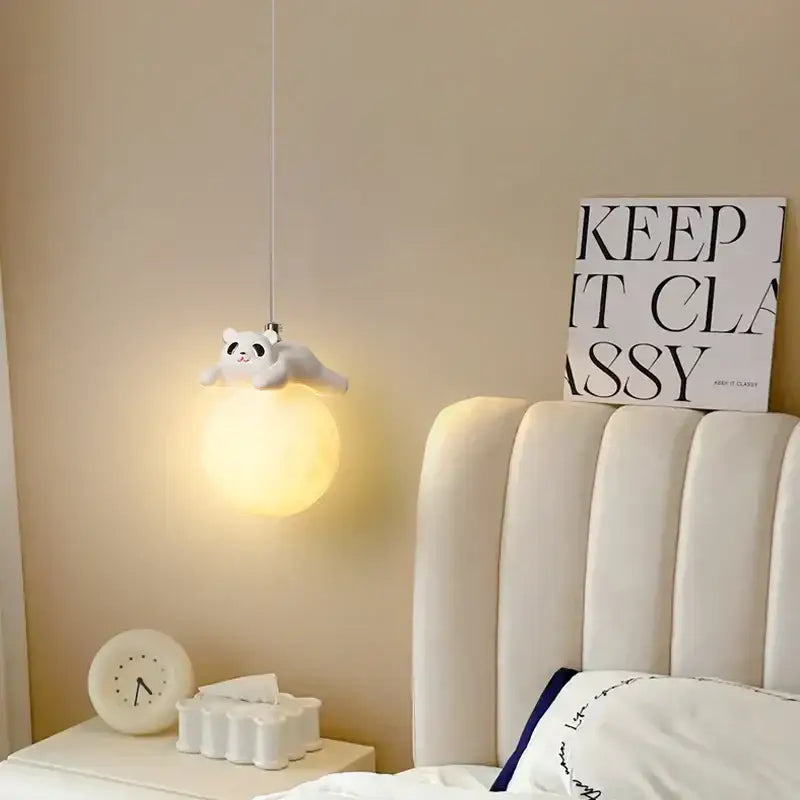 White Glass Panda Wall Lamp