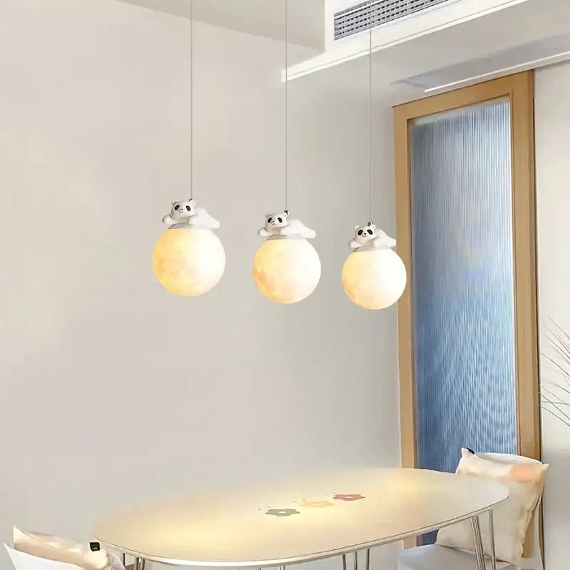 White Glass Panda Wall Lamp