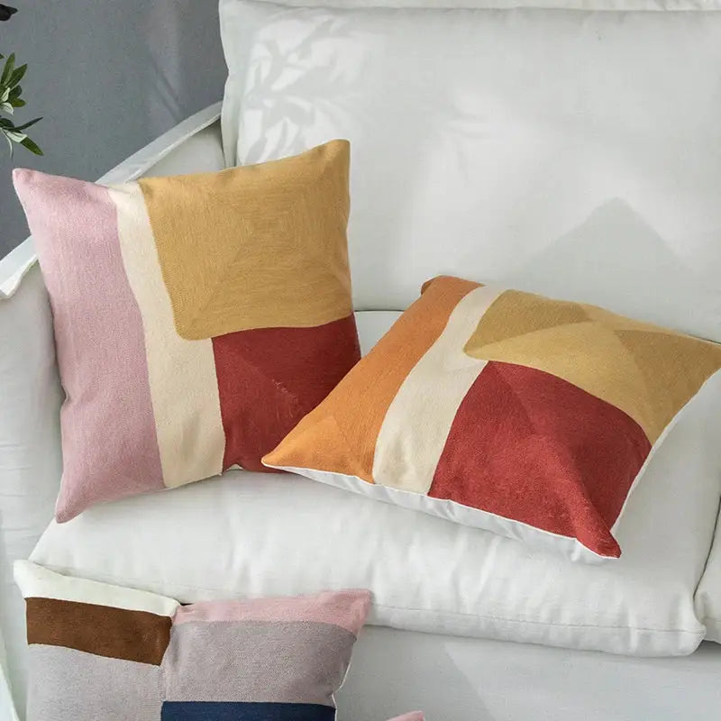 Geometric Embroidered Living Room Pillowcase