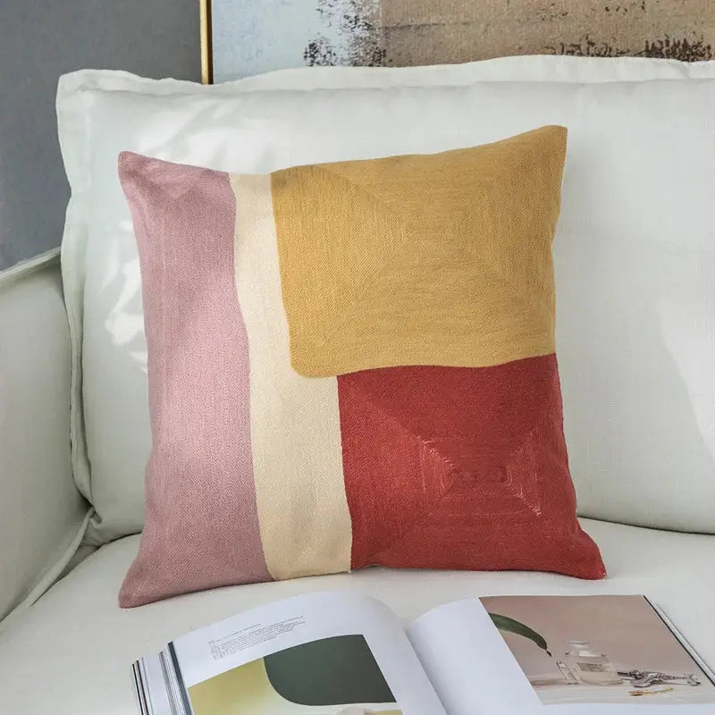 Geometric Embroidered Living Room Pillowcase