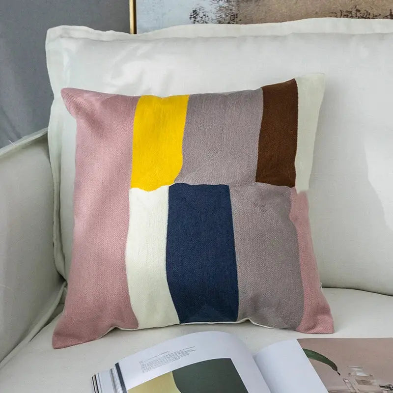 Geometric Embroidered Living Room Pillowcase