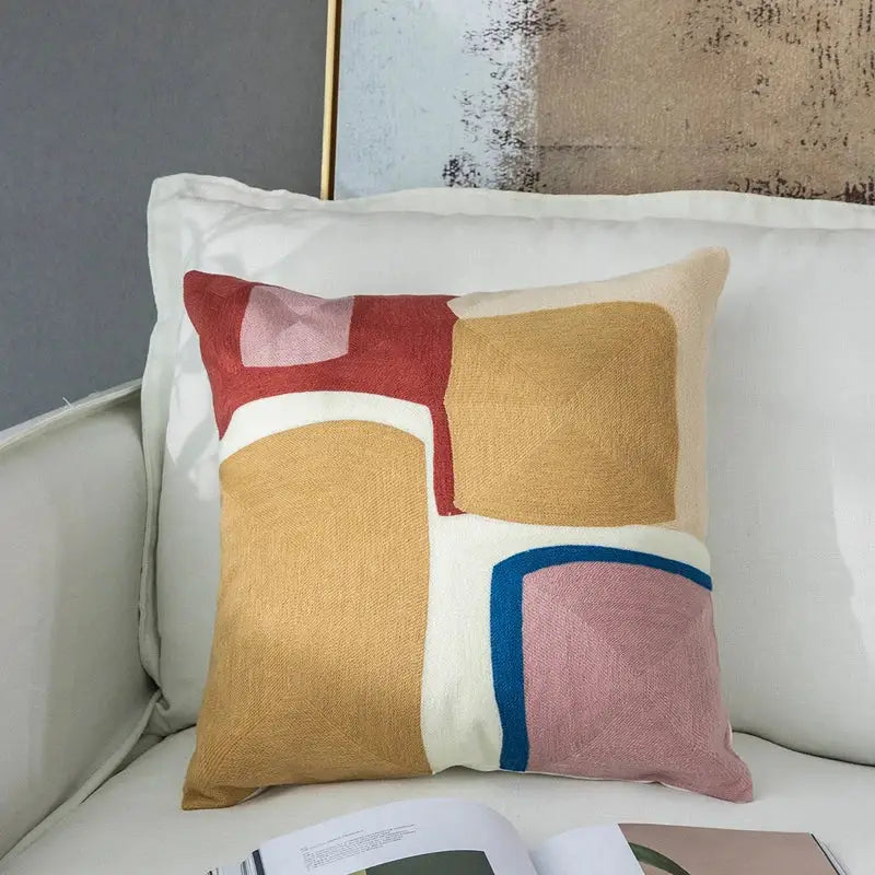 Geometric Embroidered Living Room Pillowcase