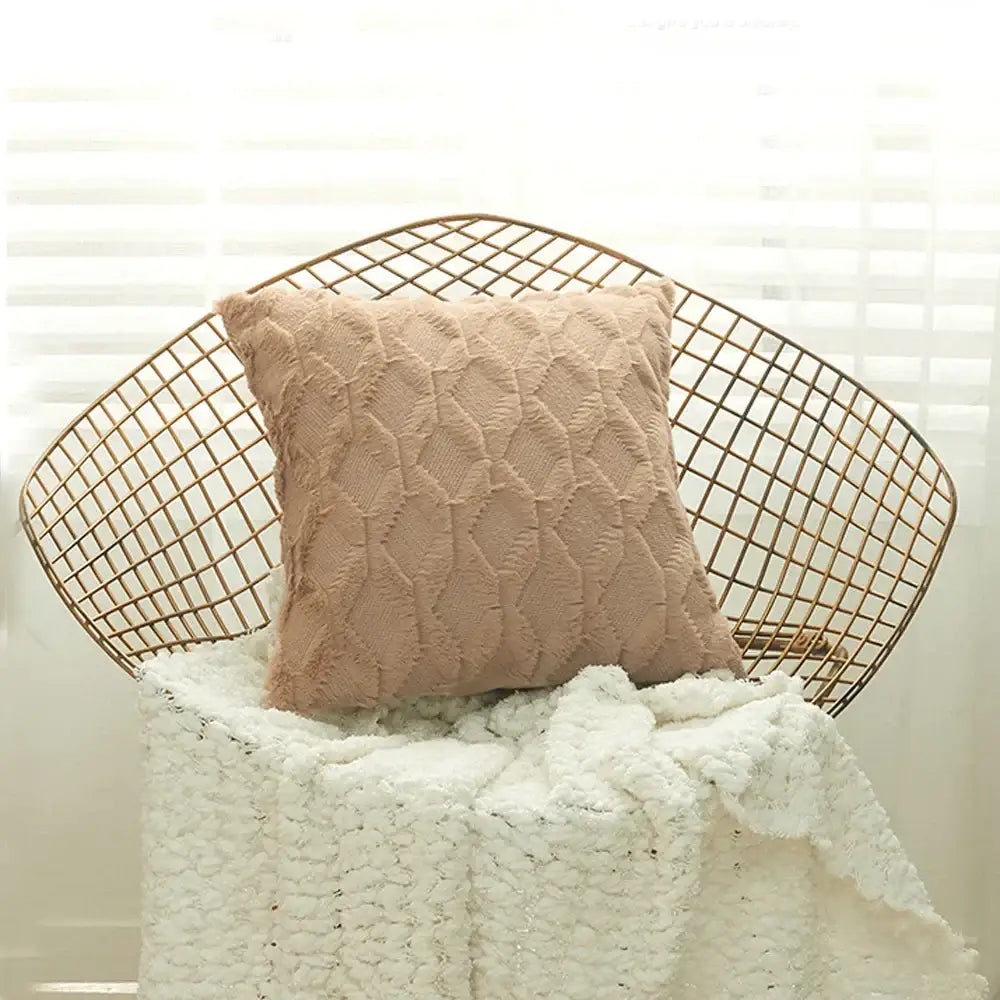 Pink Beige Embroidered Cushion