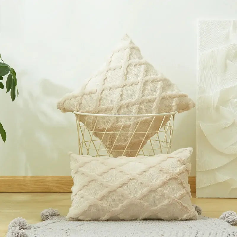 Pink Beige Embroidered Cushion