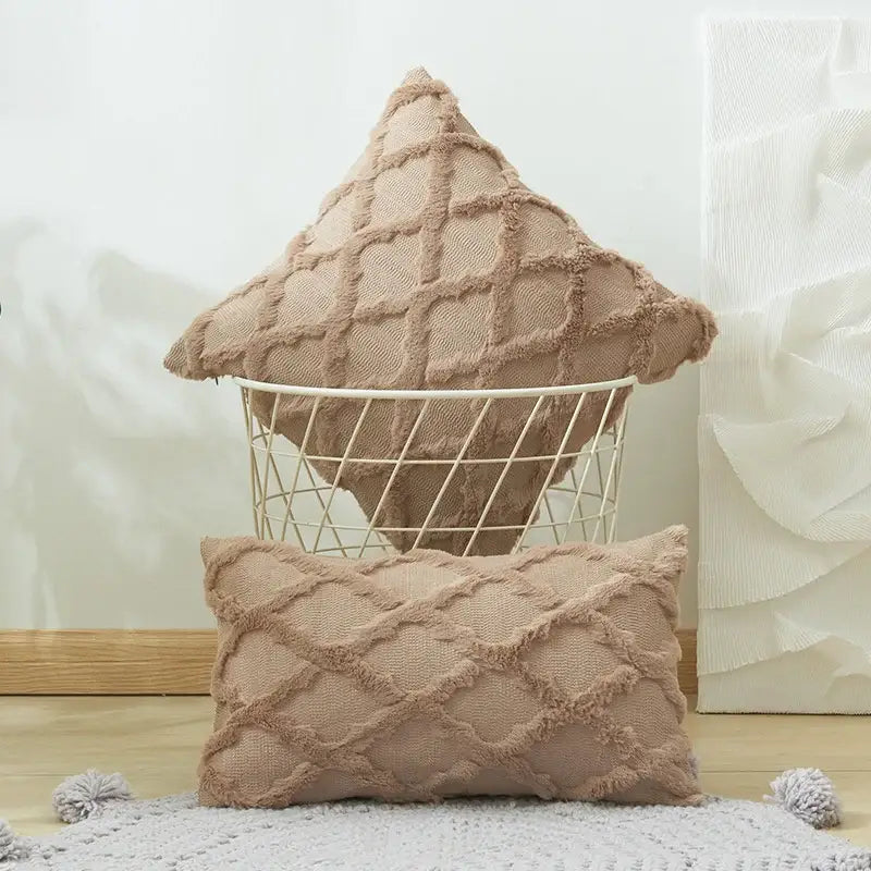Pink Beige Embroidered Cushion