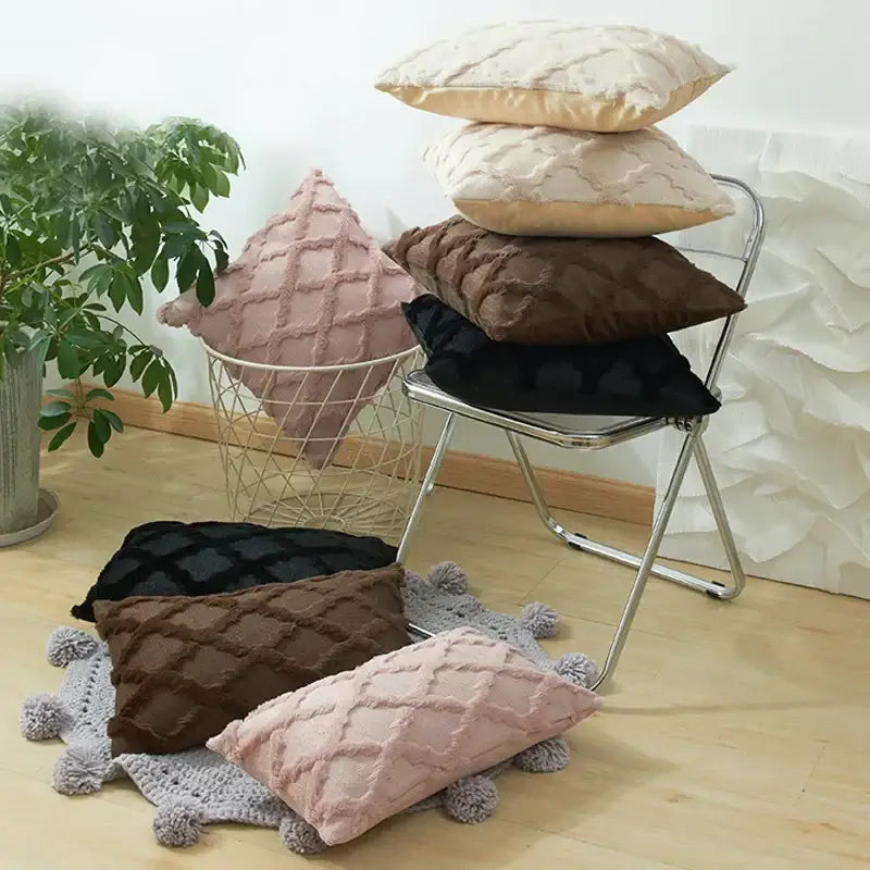 Pink Beige Embroidered Cushion