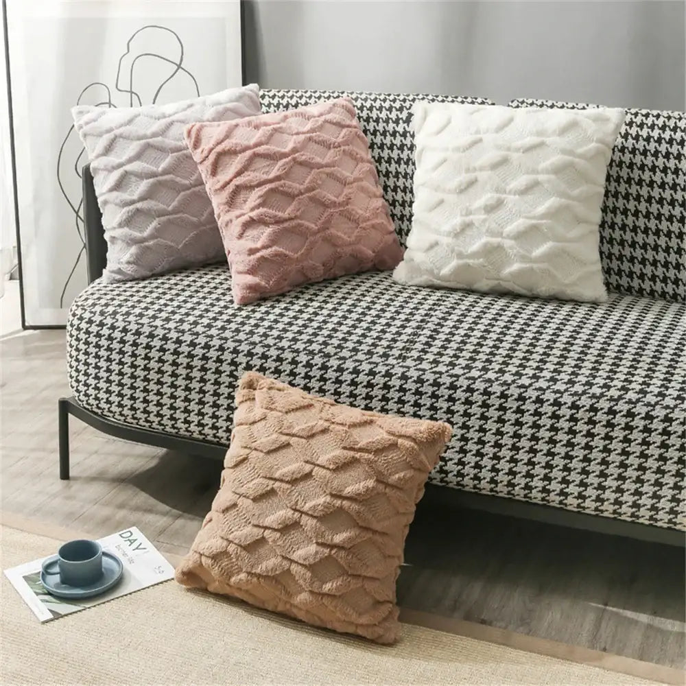 Pink Beige Embroidered Cushion