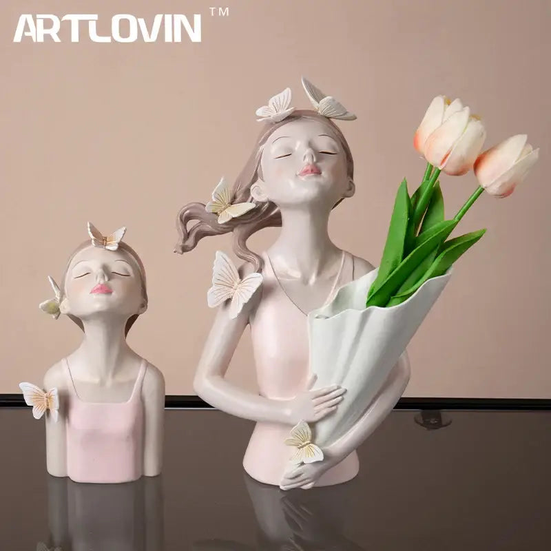 Pink Butterfly Sculpture Vase