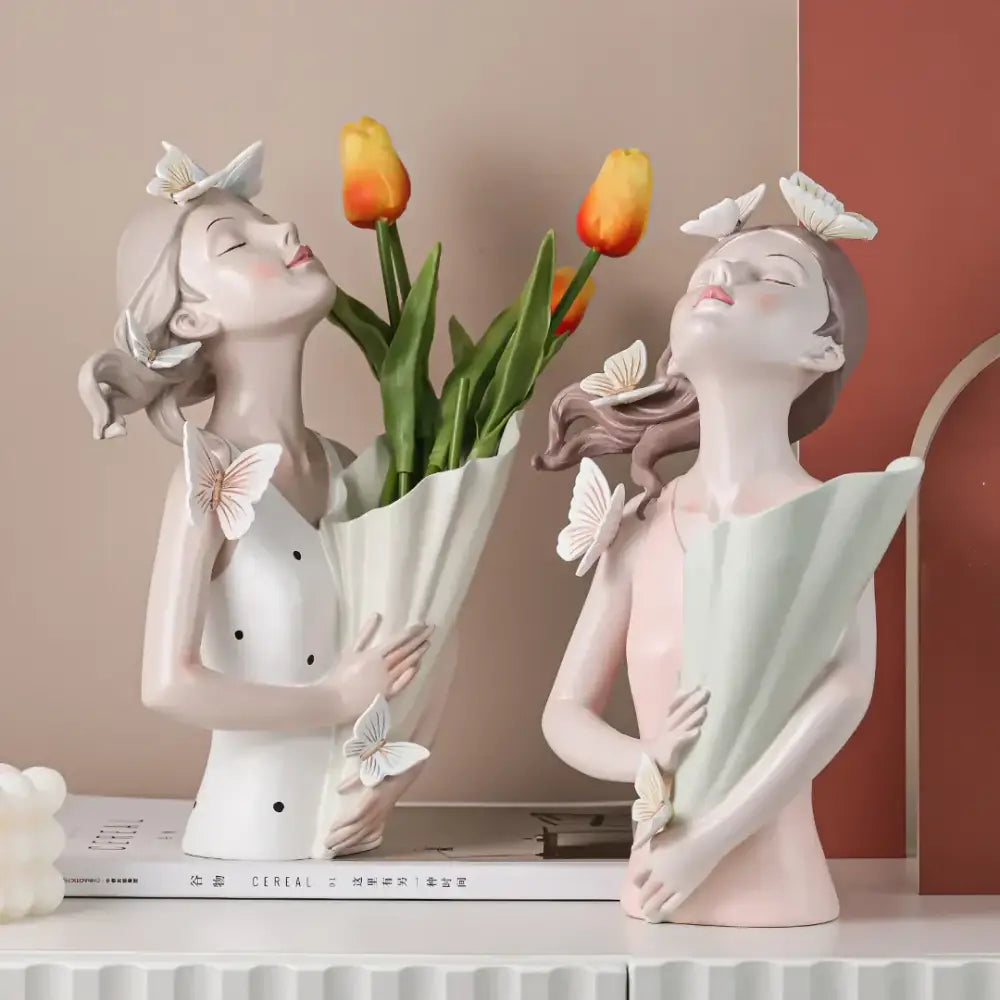Pink Butterfly Sculpture Vase