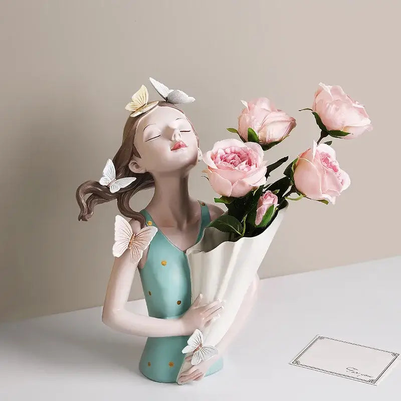 Pink Butterfly Sculpture Vase