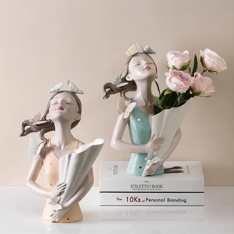 Pink Butterfly Sculpture Vase