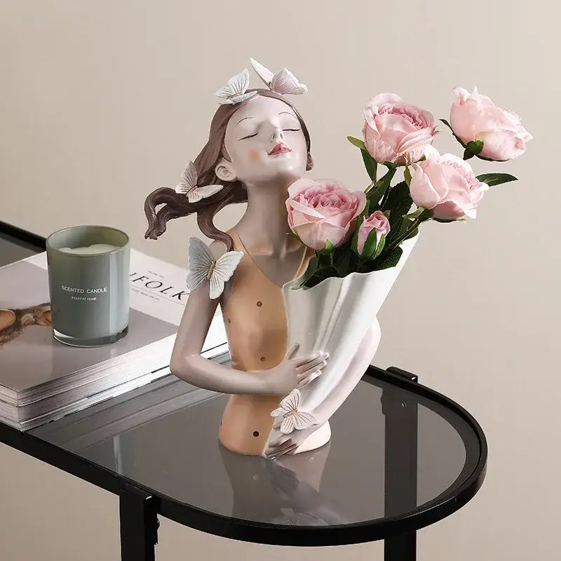 Pink Butterfly Sculpture Vase