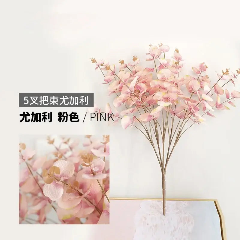 Pink Eucalyptus Glass Vase