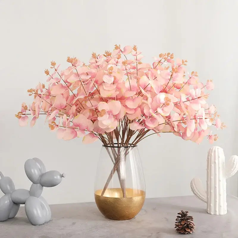 Pink Eucalyptus Glass Vase
