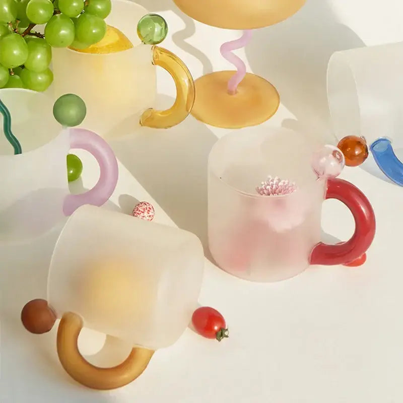 Red Glass Mug Set