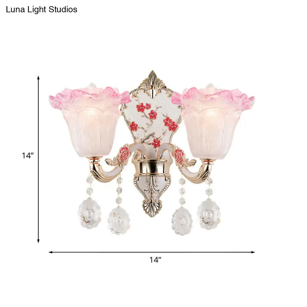 Pink White Glass Sconce