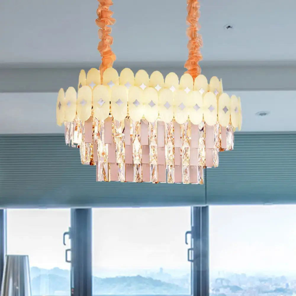 Pink Yellow Crystal Chandelier