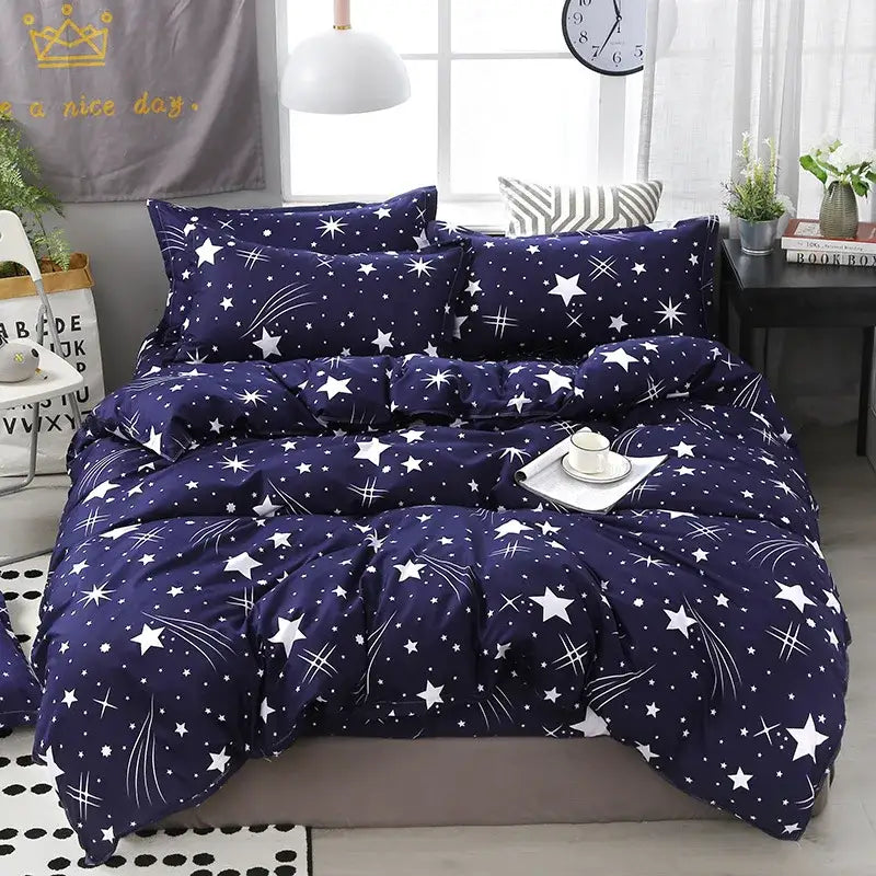Plaid Cartoon Bedding Set