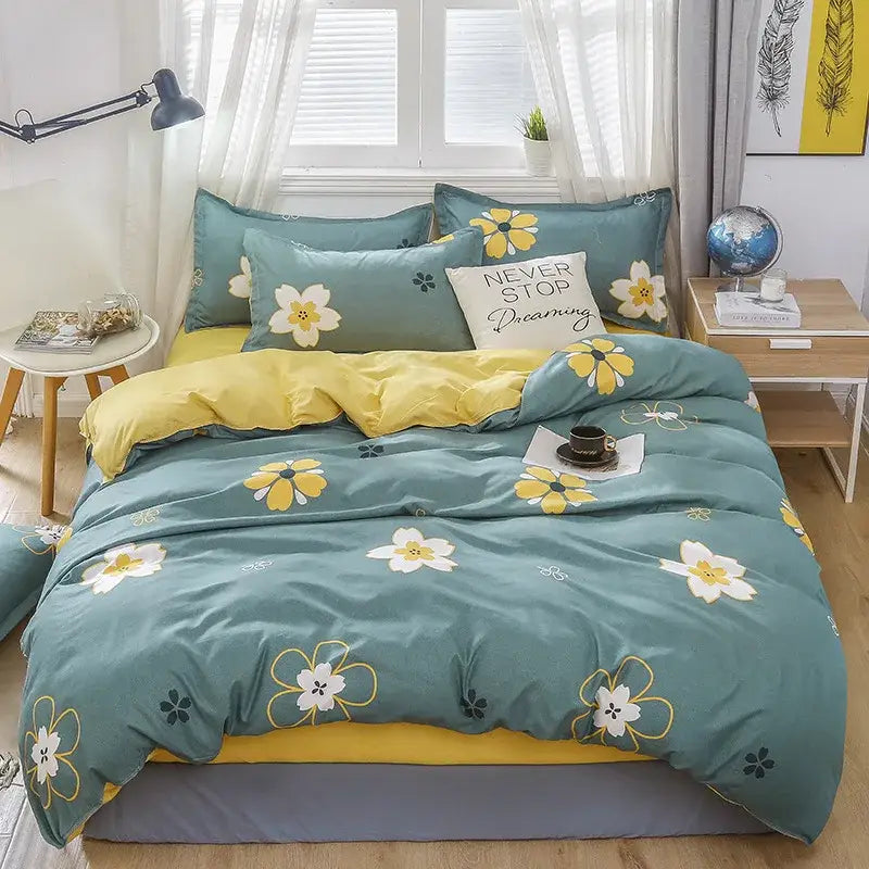 Plaid Cartoon Bedding Set