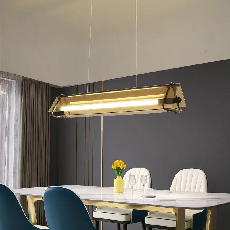 Amber Rectangular LED Pendant