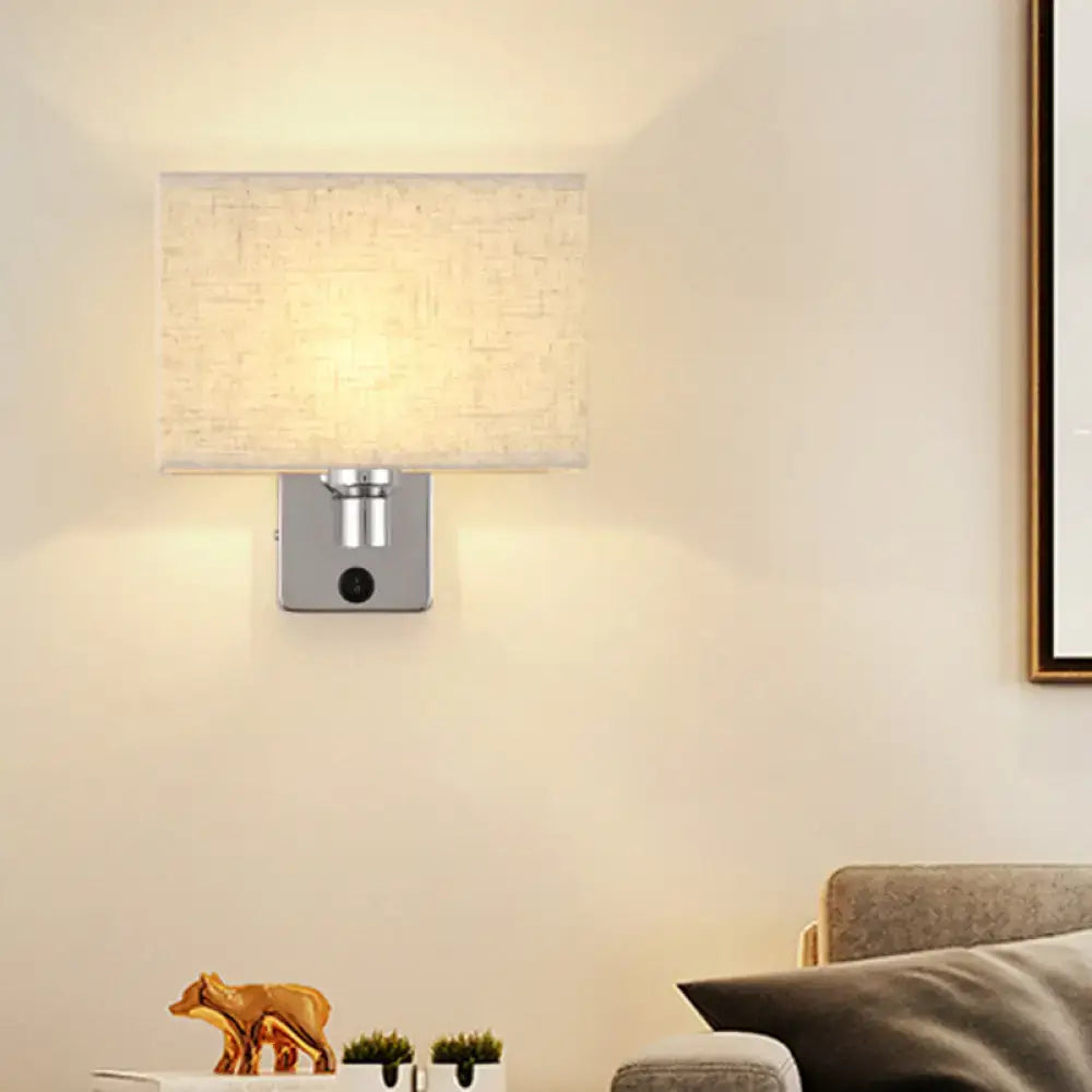 Chrome Fabric Oval Shade Wall Sconce
