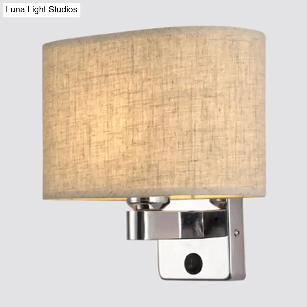 Chrome Fabric Oval Shade Wall Sconce