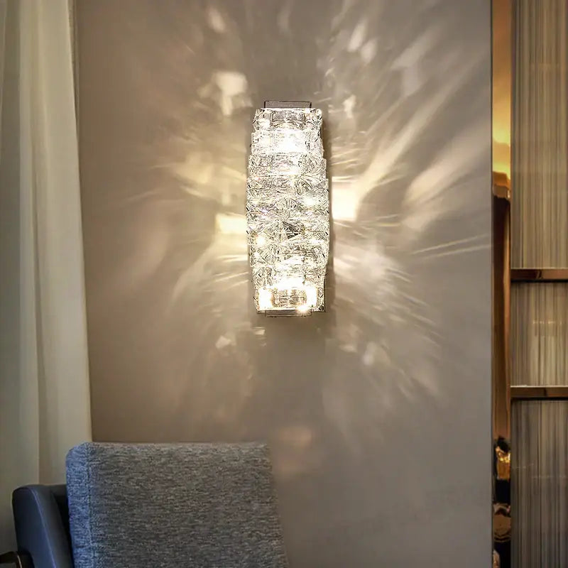 Crystal LED Wall Sconce Big Size Gold Base