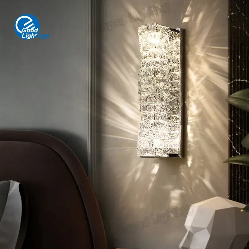 Crystal LED Wall Sconce Big Size Gold Base