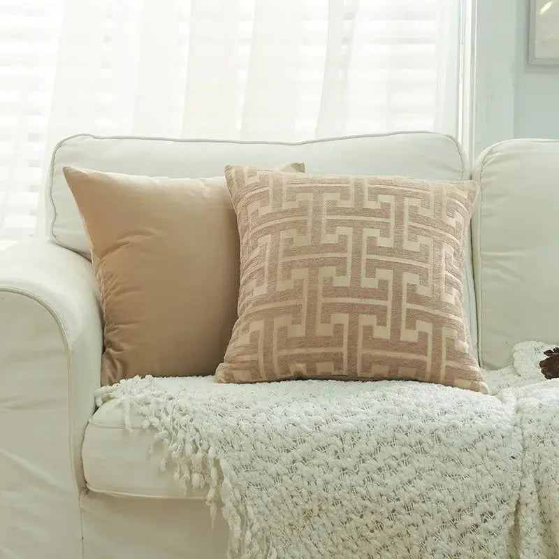Red Cream Geometric Pillowcase