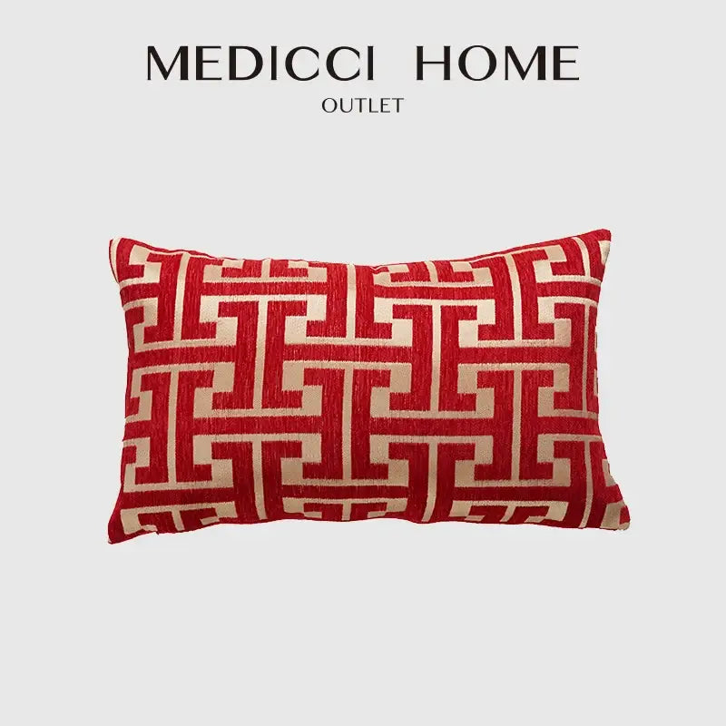 Red Cream Geometric Pillowcase