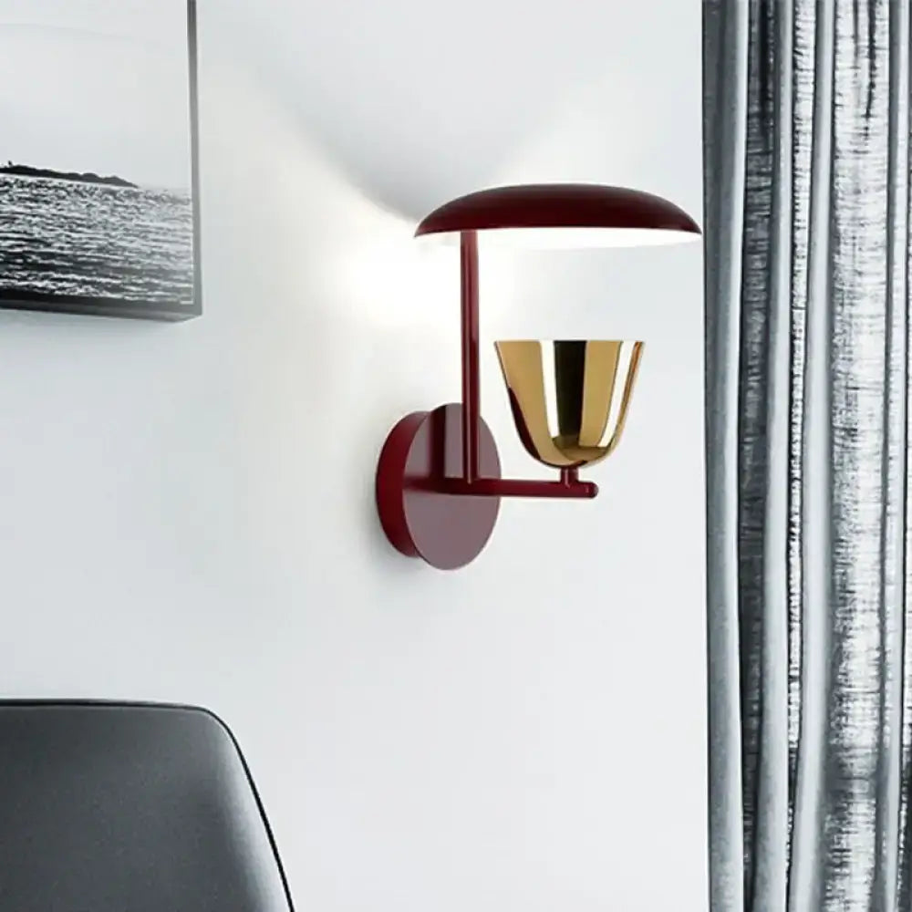 Red Gold Dome Sconce