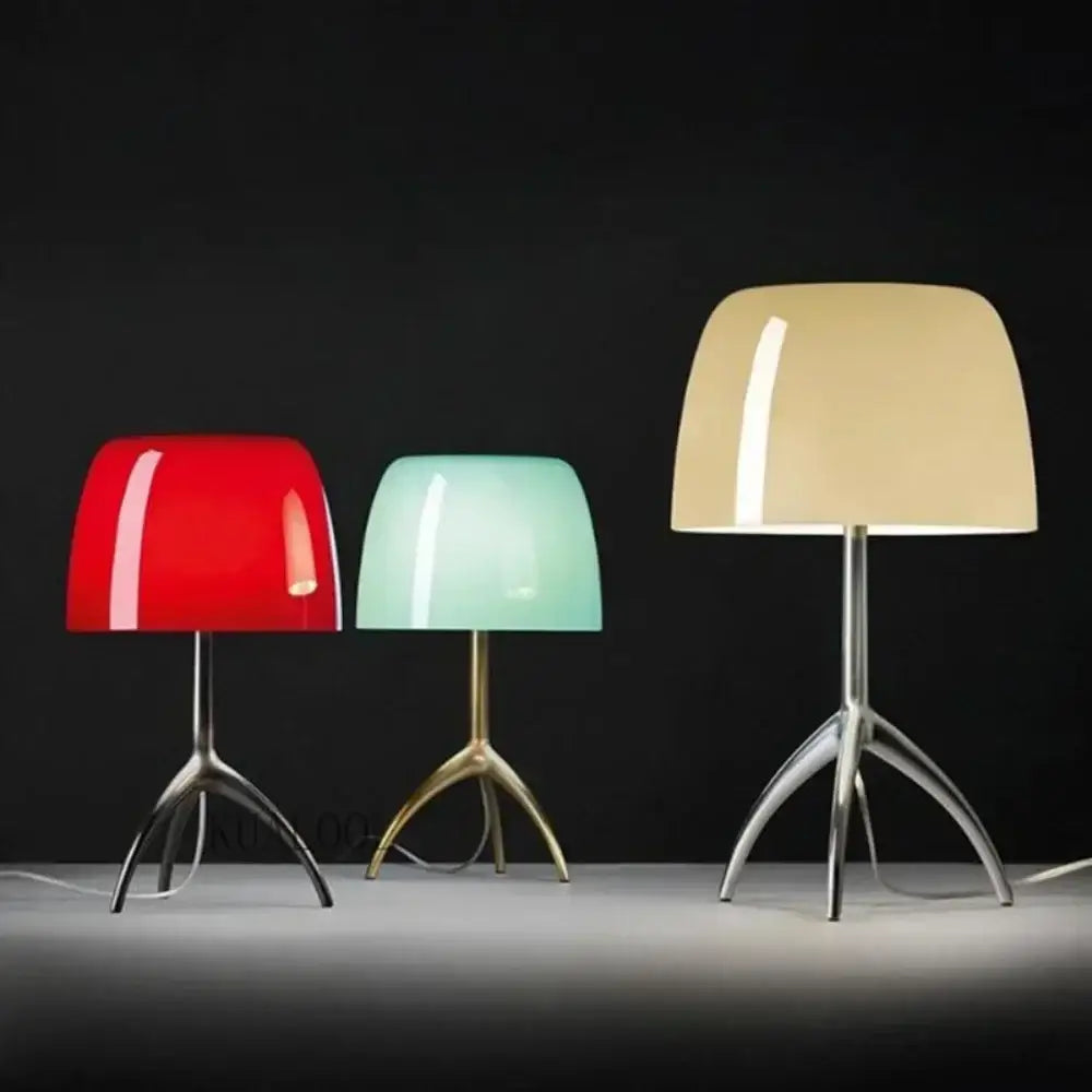 Red Glass Shade Table Lamp