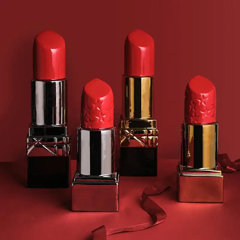 Red Ceramic Lipstick Vase