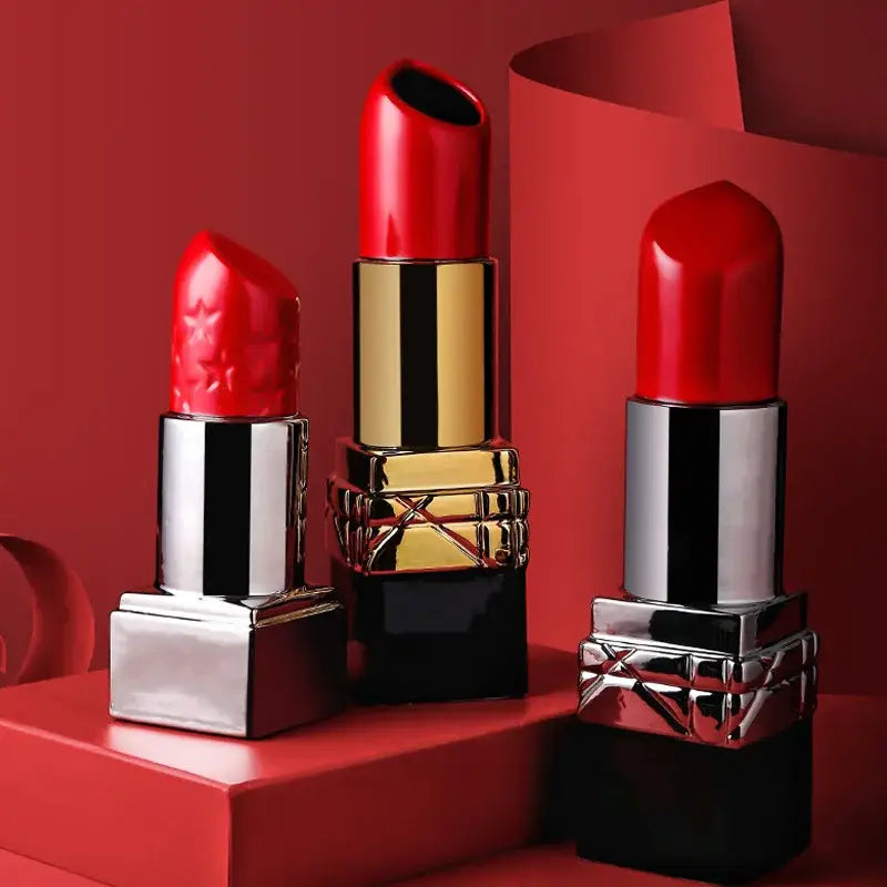 Red Ceramic Lipstick Vase