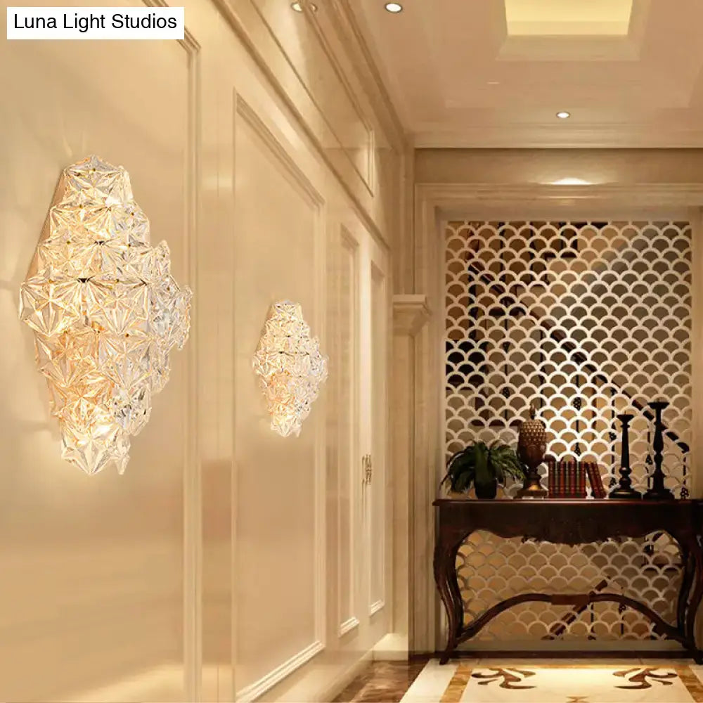 Clear Crystal Wall Sconce Direct-Wired Modern