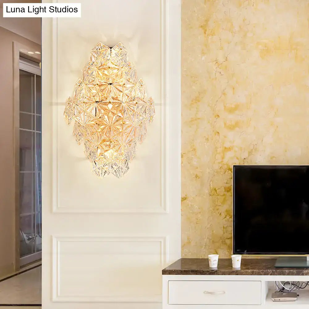 Clear Crystal Wall Sconce Direct-Wired Modern