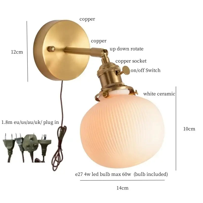 Ceramic Brass Wall Light