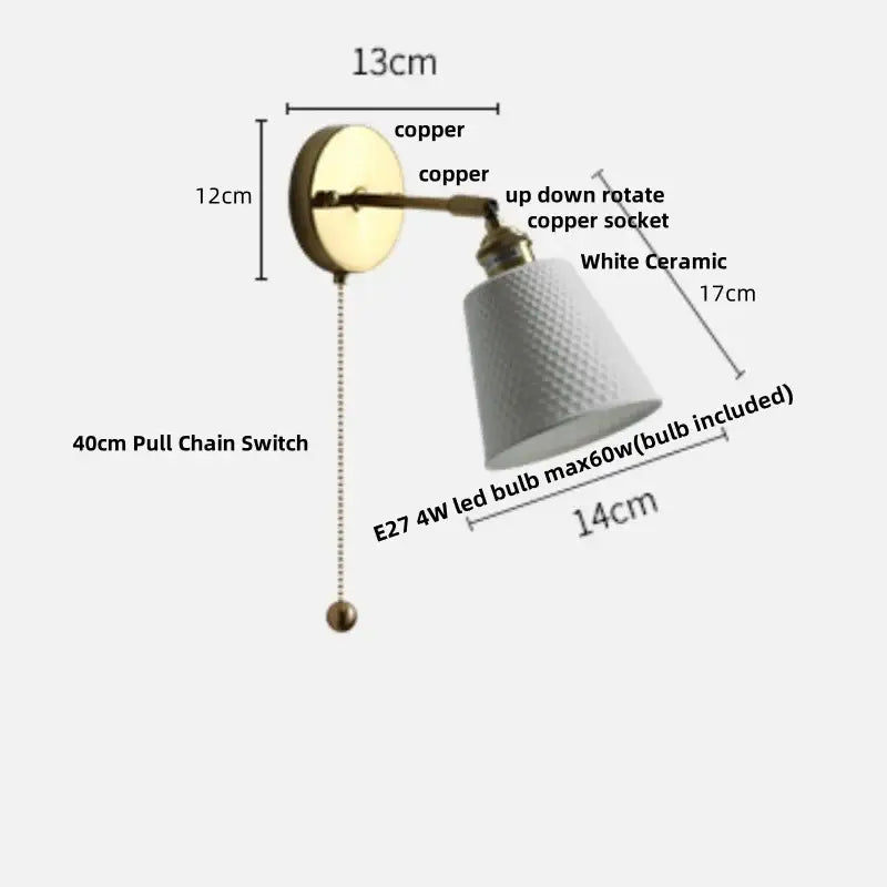 Brass Ceramic Wall Sconce for Dining Room