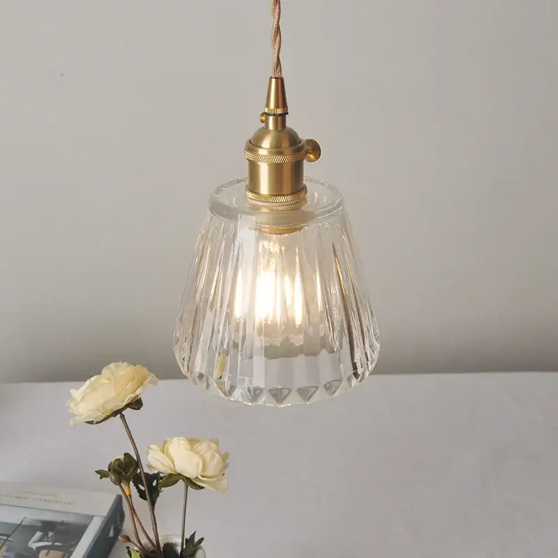 Brass Glass Kitchen Dining Pendant Light