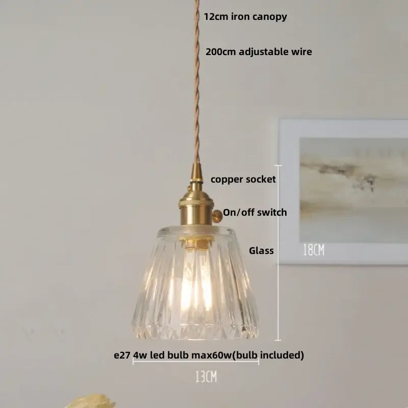 Brass Glass Kitchen Dining Pendant Light